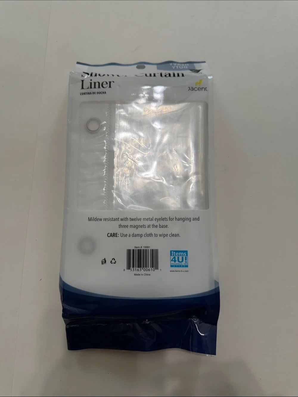 White Shower Curtain Liner - Heavy Duty Mildew Resistant